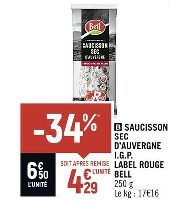 Bell saucisson sec d’auvergne i.g.p. label rouge