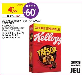 Intermarché Kellogg's céréales trésor goût chocolat noisettes offre