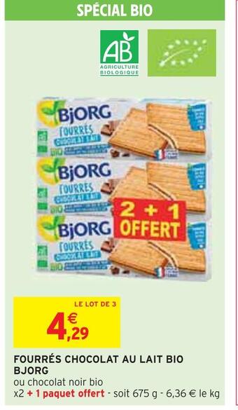 Intermarché Bjorg fourrés chocolat au lait bio offre