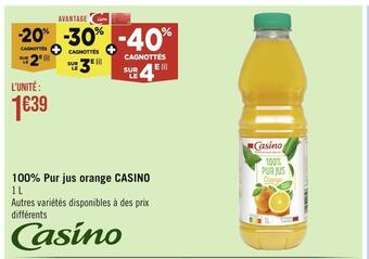 Casino Supermarchés Casino 100% pur jus orange offre