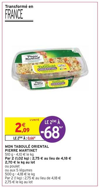 Intermarché Pierre martinet mon taboulé oriental offre