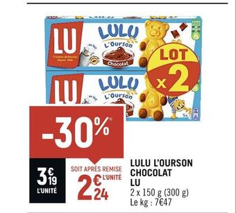 Spar Lu lulu l’ourson chocolat offre
