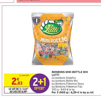 Intermarché Lutti bonbons mini bottle mix offre