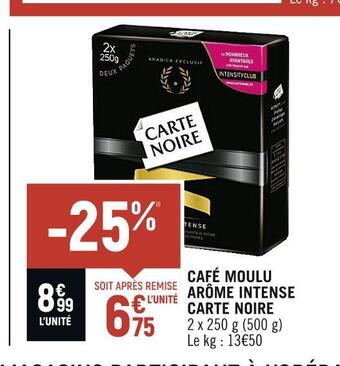 Carte noire café moulu arÎme intense
