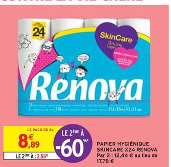 Intermarché Renova papier hygiénique skincare x24 offre