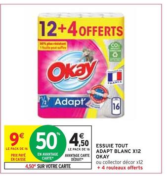 Intermarché Okay essuie tout adapt blanc x12 offre