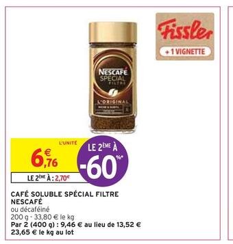 Intermarché Nescafé café soluble spécial filtre offre