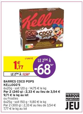 Intermarché Kellogg's barres coco pops offre