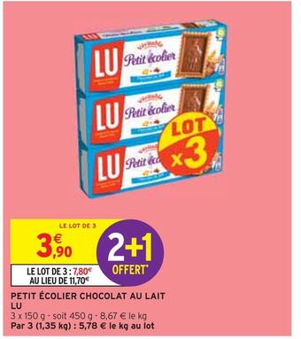 Intermarché Lu petit écolier chocolat au lait offre