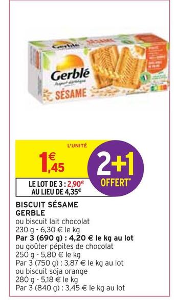 Intermarché Gerble biscuit sésame offre