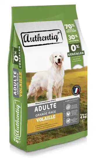 Jardiland Authentiq - croquettes pour chien volaille sans céréales 4 kg offre