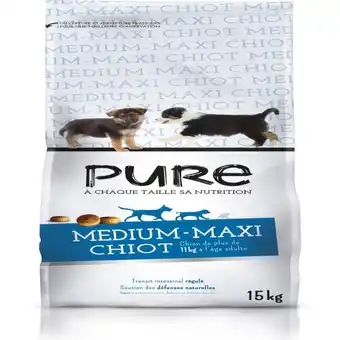 Jardiland Pure - croquettes pour medium maxi chiot 15 kg offre