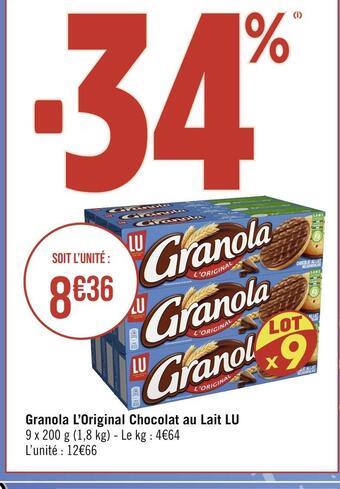 Casino Hyperfrais Lu granola l’original chocolat au lait offre