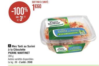 Pierre martinet mes torti au surimi à la ciboulette