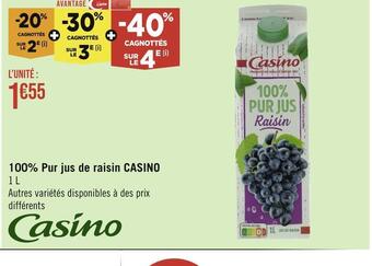 Casino Hyperfrais Casino 100% pur jus de raisin offre