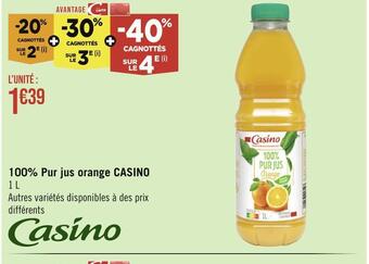 Casino Hyperfrais Casino 100% pur jus orange offre