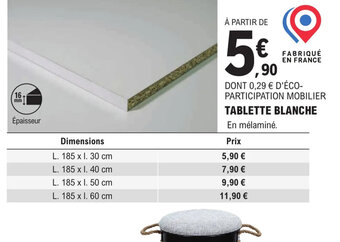 E.Leclerc Brico TABLETTE BLANCHE offre