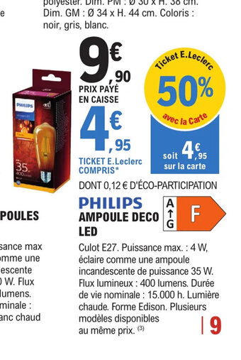E.Leclerc Brico PHILIPS AMPOULE DECO offre