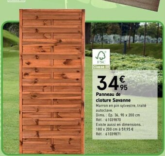 Mr Bricolage Panneau de cloture Savanne offre