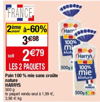 Migros Pain 100 % mie sans croûte nature HARRYS offre