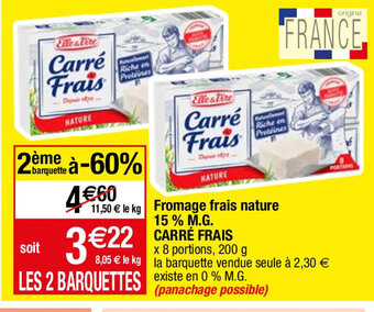 Migros Fromage frais nature 15% M.G. CARRÉ FRAIS offre