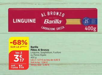 Maximarché Barilla Pâtes Al Bronzo offre