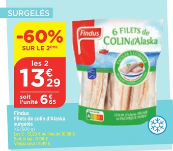 Maximarché Findus Filets de colin d'Alaska surgelés offre