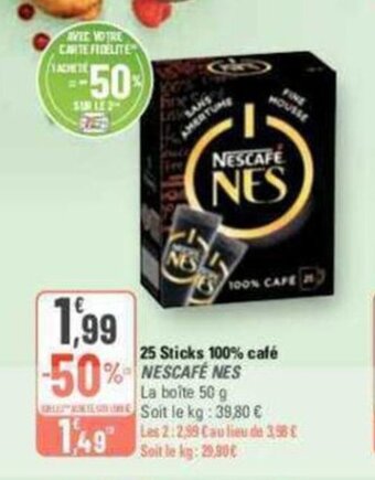 G20 25 Sticks 100% café offre
