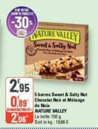 5 barres Sweet & Salty Nut Chocolat Noir et Mélange de Noix ONAFTE NATURE VALLEY
