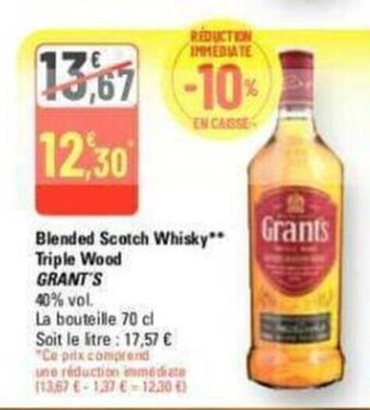 G20 Blended Scotch Whisky Triple Wood GRANT'S offre