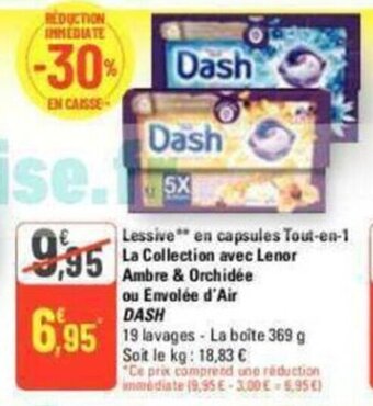 G20 Lessive en capsules Tout-en-1 La Collection avec Lenor Ambre & Orchidée ou Envolée d'Air DASH offre