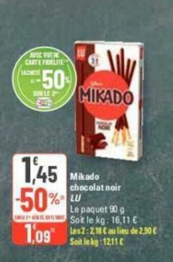 G20 Mikado chocolat noir LU offre
