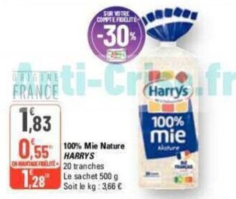 G20 100% Mie Nature HARRYS offre