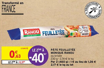 Intermarché Hyper PÂTE FEUILLETÉE MONIQUE RANOU offre
