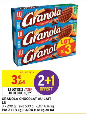 Intermarché Hyper GRANOLA CHOCOLAT AU LAIT LU offre