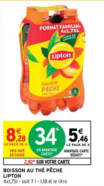 Intermarché Hyper BOISSON AU THÉ PÊCHE LIPTON offre