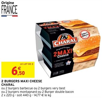 Intermarché Hyper 2 BURGERS MAXI CHEESE CHARAL offre