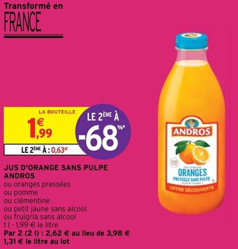 Intermarché Hyper JUS D'ORANGE SANS PULPE ANDROS offre
