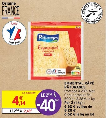 Intermarché Hyper EMMENTAL RÂPÉ PÂTURAGES offre