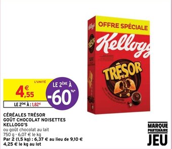 Intermarché Hyper CÉRÉALES TRÉSOR GOÛT CHOCOLAT NOISETTES KELLOGG'S offre
