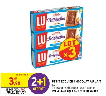 Intermarché Hyper PETIT ÉCOLIER CHOCOLAT AU LAIT LU offre