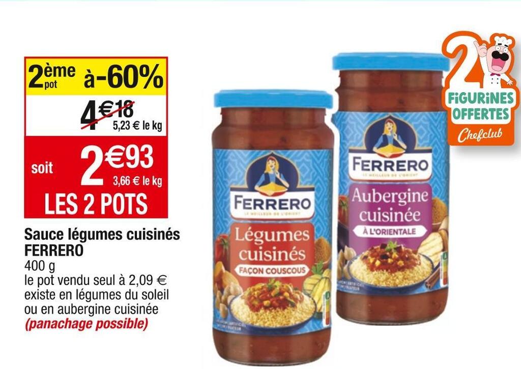 Promo Ferrero sauce légumes cuisinés chez Cora