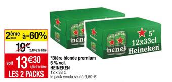 Cora Heineken bière blonde premium 5 % vol offre