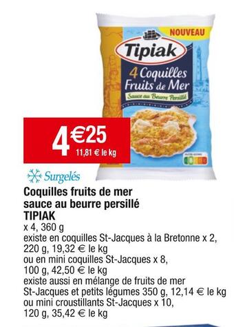 Cora x Carrefour Tipiak coquilles fruits de mer sauce au beurre persillé offre