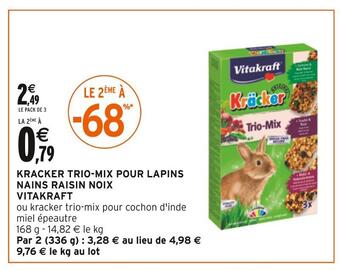 Intermarché Vitakraft kracker trio-mix pour lapins nains raisin noix offre