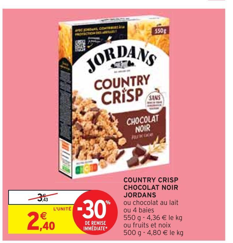 Promo Jordans country crisp chocolat noir chez Intermarché