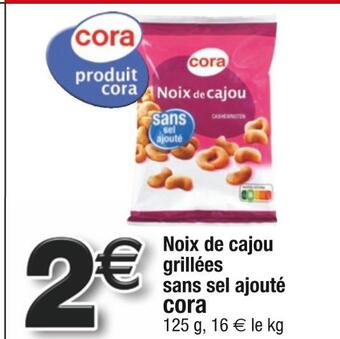Cora noix de cajou grillées sans sel ajouté