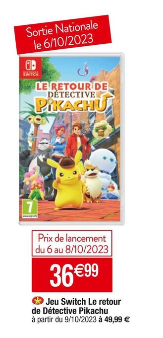 Cora x Carrefour Jeu switch le retour de détective pikachu offre