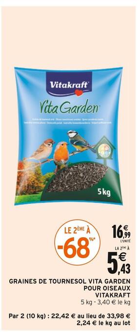 Vitakraft graines de tournesol vita garden pour oiseaux
