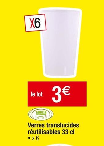 Cora Verres translucides réutilisables 33 cl offre